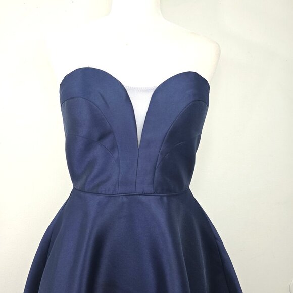 Rachel ALLAN Navy Floral Embroidered Sweetheart Short Dress 4397 - Picture 5 of 13